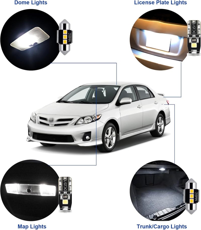 EASY EAGLE LED Interior Car Lights for Toyota-Corolla-2003-2012: 6 Piece Kit White LED Light Bulbs - Super Bright 6000K + Install Tool - Image 3